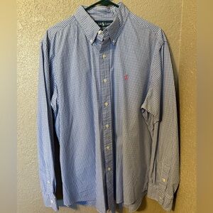 Ralph Lauren Men's Blue Gingham Button-Down Shirt